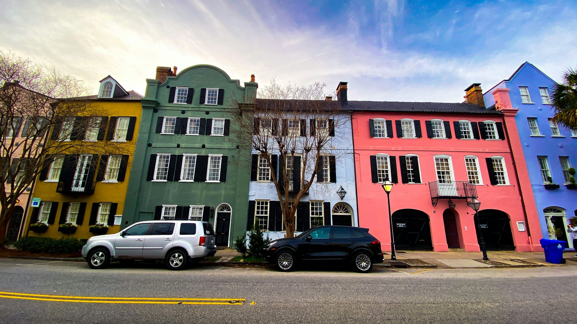Pastel row houses in downtown Charleston